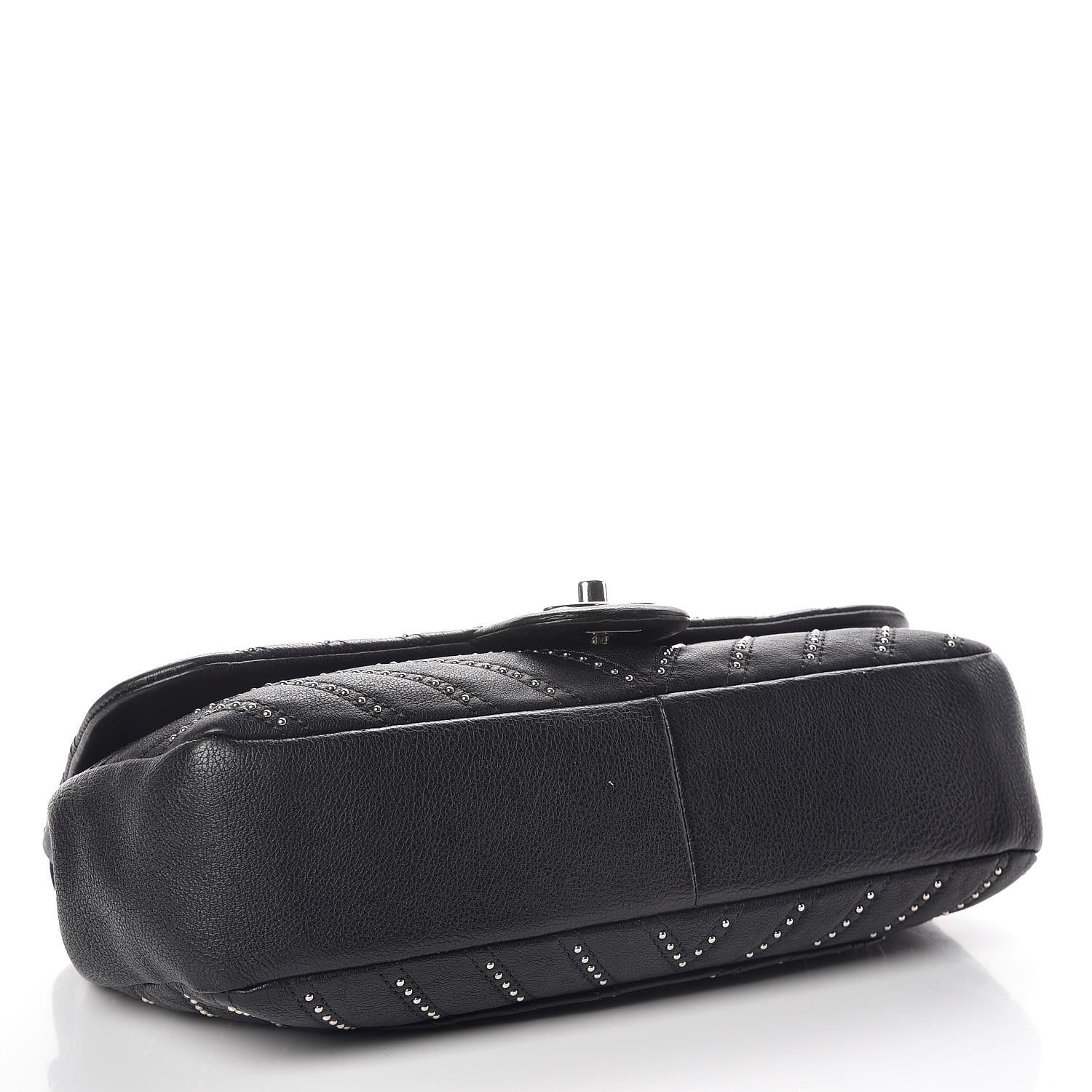 Chanel Calfskin Studded Chevron Quilted Medium Stud Wars Flap Black 4 of 13