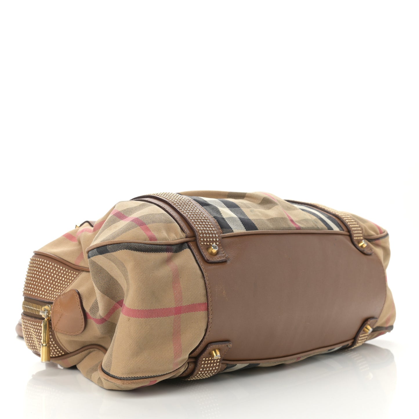 House Check Studded Knight Satchel Brown