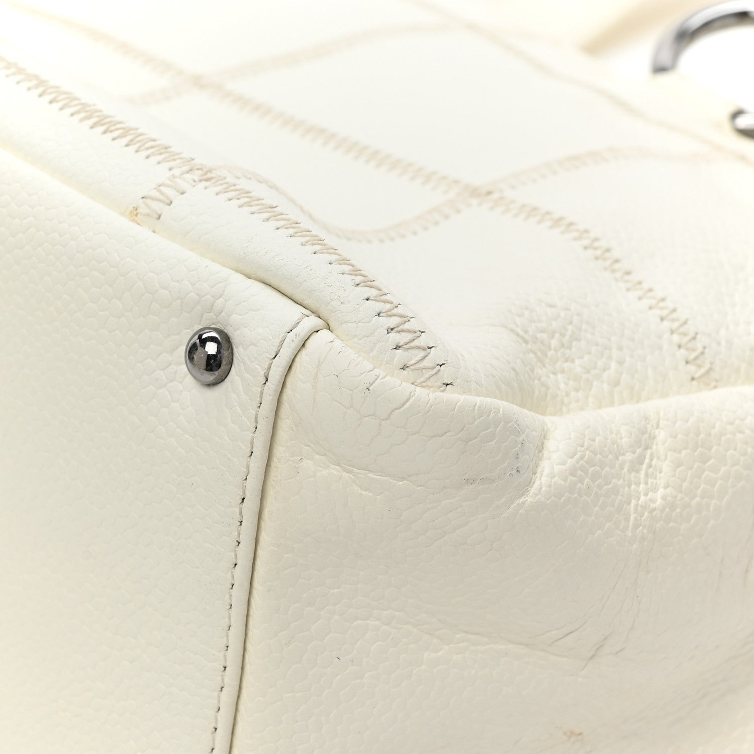 Chanel Caviar Square Stitched Bowler White 19 of 19