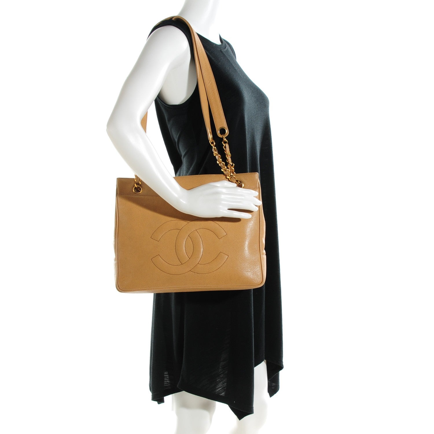 Chanel Caviar CC Shoulder Bag Beige 2 of 8