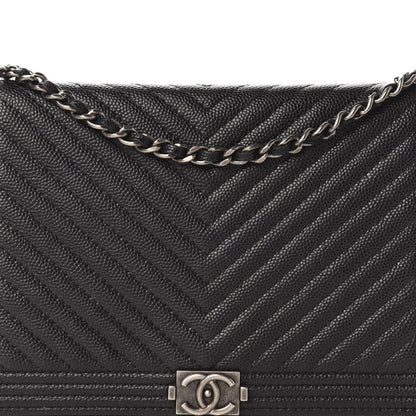 Chanel Caviar Chevron Quilted Boy Wallet On Chain WOC Black 12 of 12