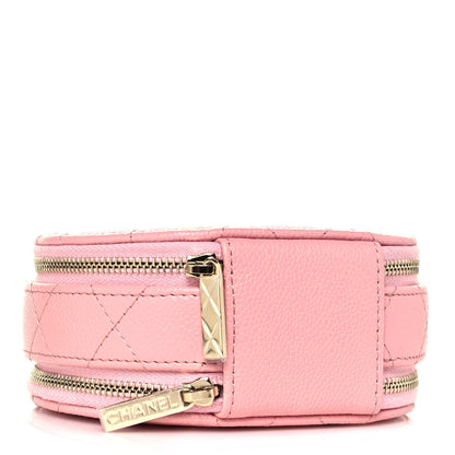 Chanel Caviar Quilted Round Handle With Care Vanity With Chain Pink 4 of 14