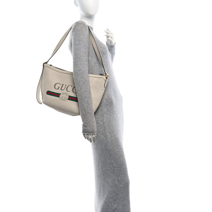 Gucci Grained Calfskin Logo Half Moon Hobo White 2 of 13