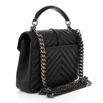 Saint Laurent Sheepskin Matelasse Chevron Monogram Medium College Bag Black 3 of 11