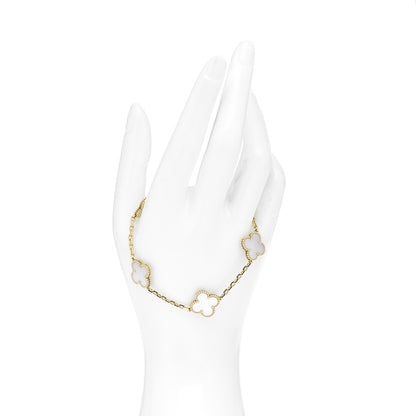 Van Cleef & Arpels 18K Yellow Gold Mother of Pearl 5 Motifs Vintage Alhambra Bracelet 2 of 5