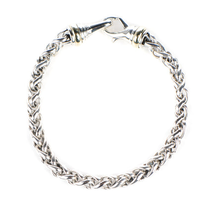 David Yurman Sterling Silver 14K Yellow Gold 6mm Wheat Chain Bracelet 1 of 4