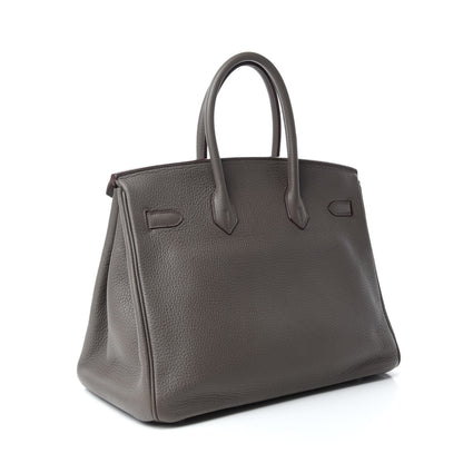 Hermes Taurillon Clemence Birkin 35 Etain 3 of 34