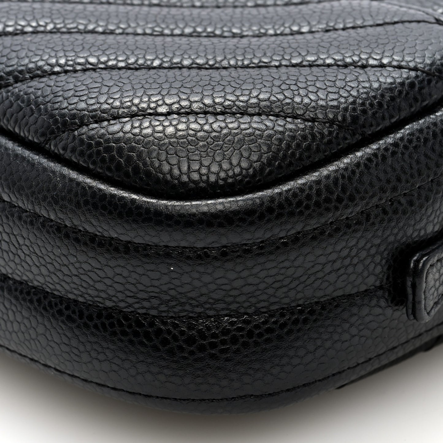 Caviar Chevron Quilted Camera Case  Black