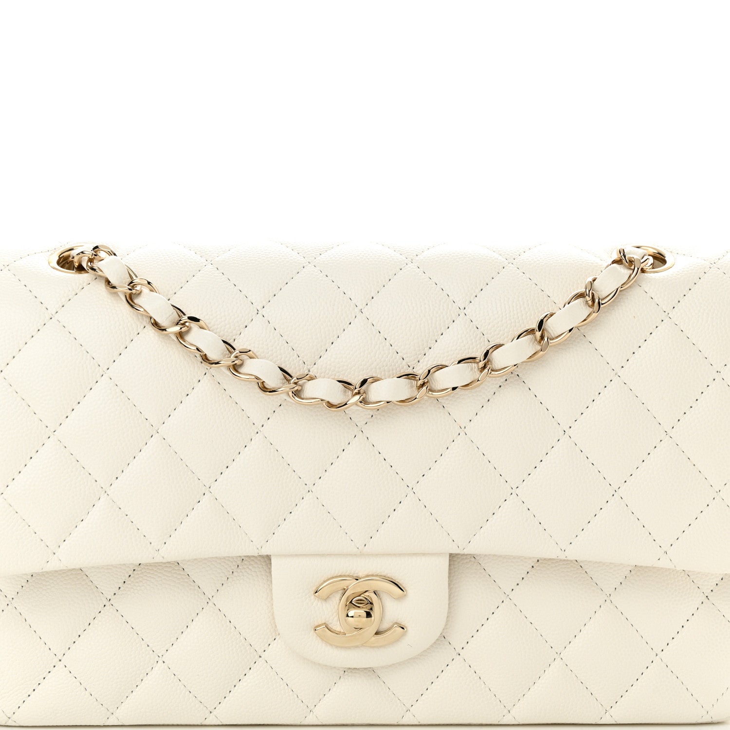 Chanel Caviar Quilted Medium Double Flap White 8 of 11