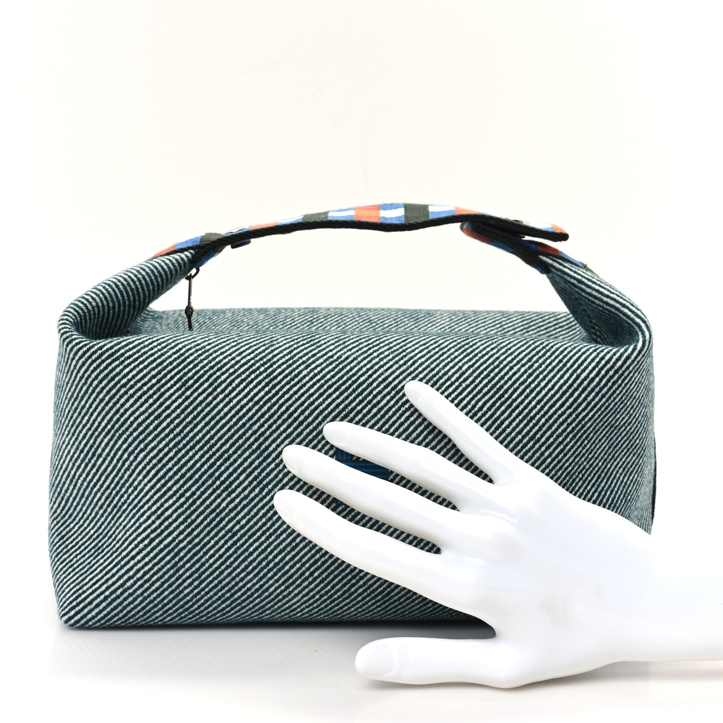 Wool Large Bride-A-Brac H Natte Pouch Bleu