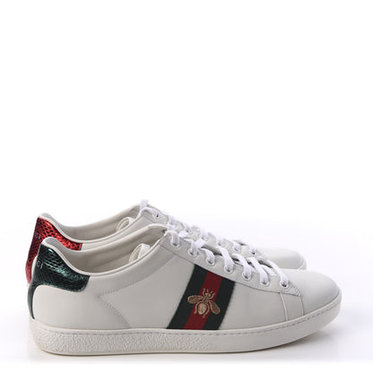 Gucci Calfskin Ayers Bee Embroidered Womens Ace Sneakers 41 White Green 5 of 12