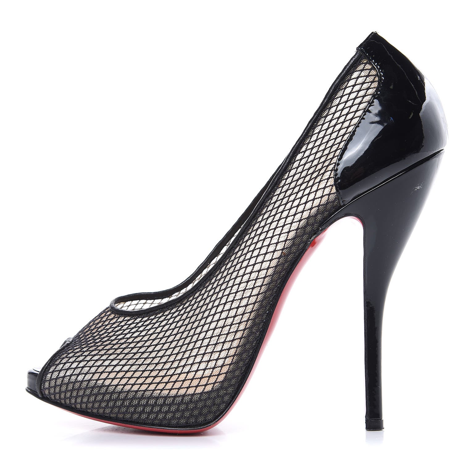 Christian Louboutin Mesh Patent Very Rete 120 Platform Peep Toe Pumps 38.5 Black 1 of 12