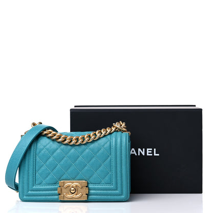 Chanel Caviar Quilted Small Boy Flap Turquoise 11 of 11