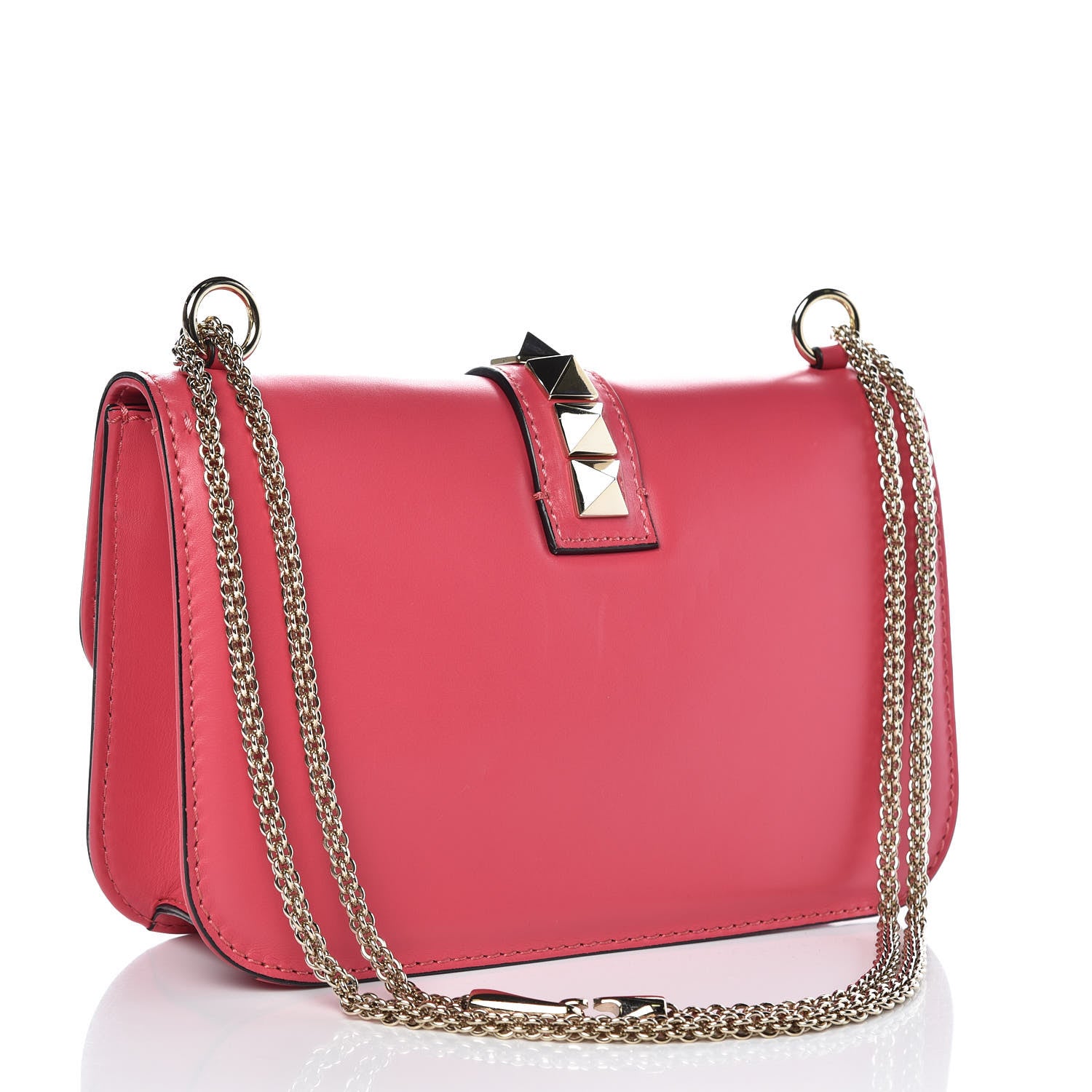 Valentino Garavani Vitello Medium Glam Lock Rockstud Flap Deep Rose 3 of 7
