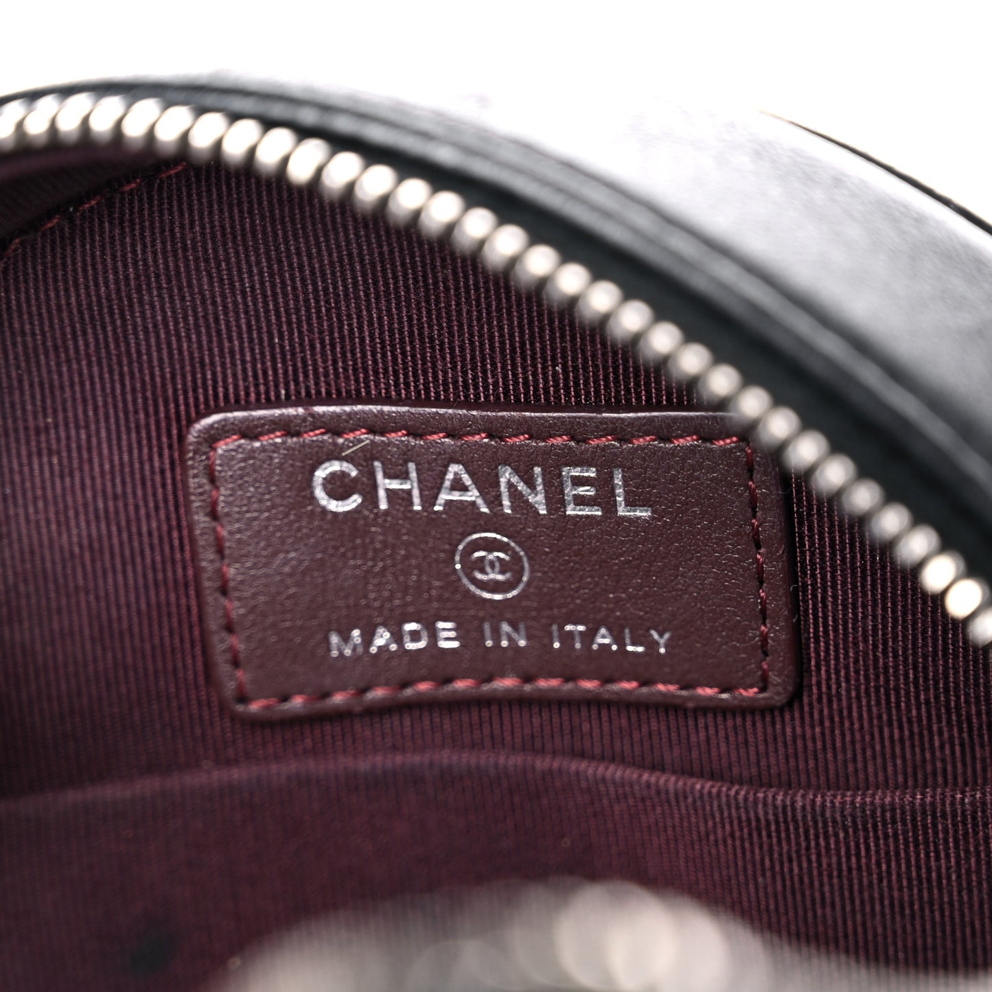 Lambskin Quilted Round Clutch With Chain Black