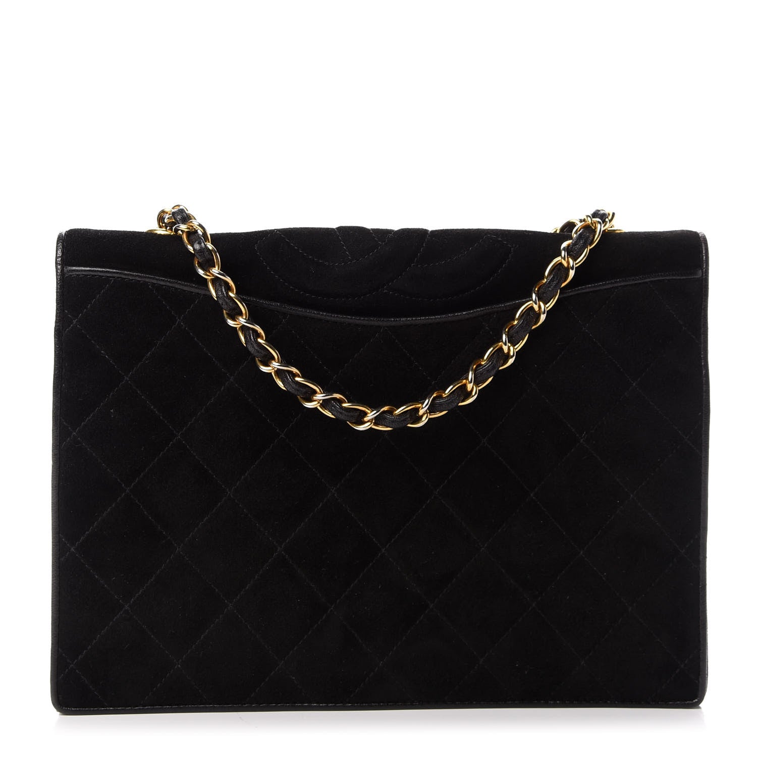 Chanel Suede Quilted CC Small Single Flap Black 1 of 8