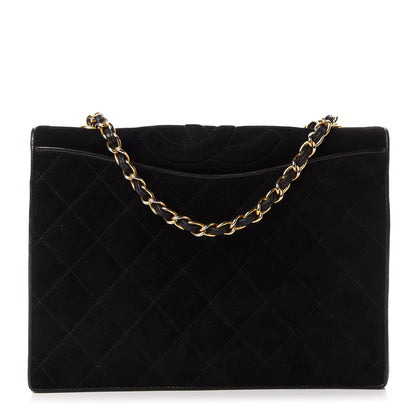 Chanel Suede Quilted CC Small Single Flap Black 1 of 8