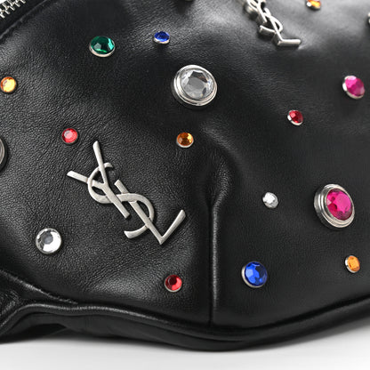 Saint Laurent Calfskin Crystal Embellished Monogram Belt Bag Black 9 of 10