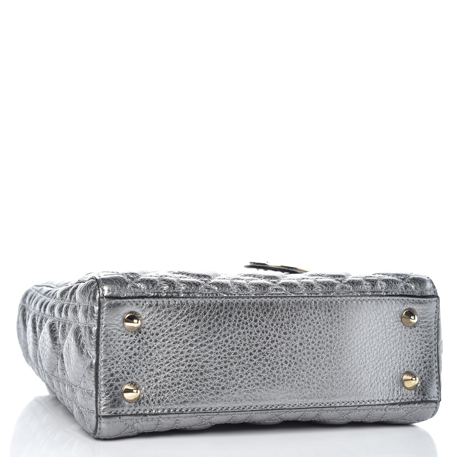 Christian Dior Metallic Grained Calfskin Cannage Small Supple Lady Dior Steel 4 of 7