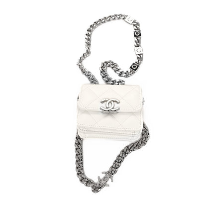 Chanel Caviar Quilted Enamel Coco Clutch With Chain White 12 of 13