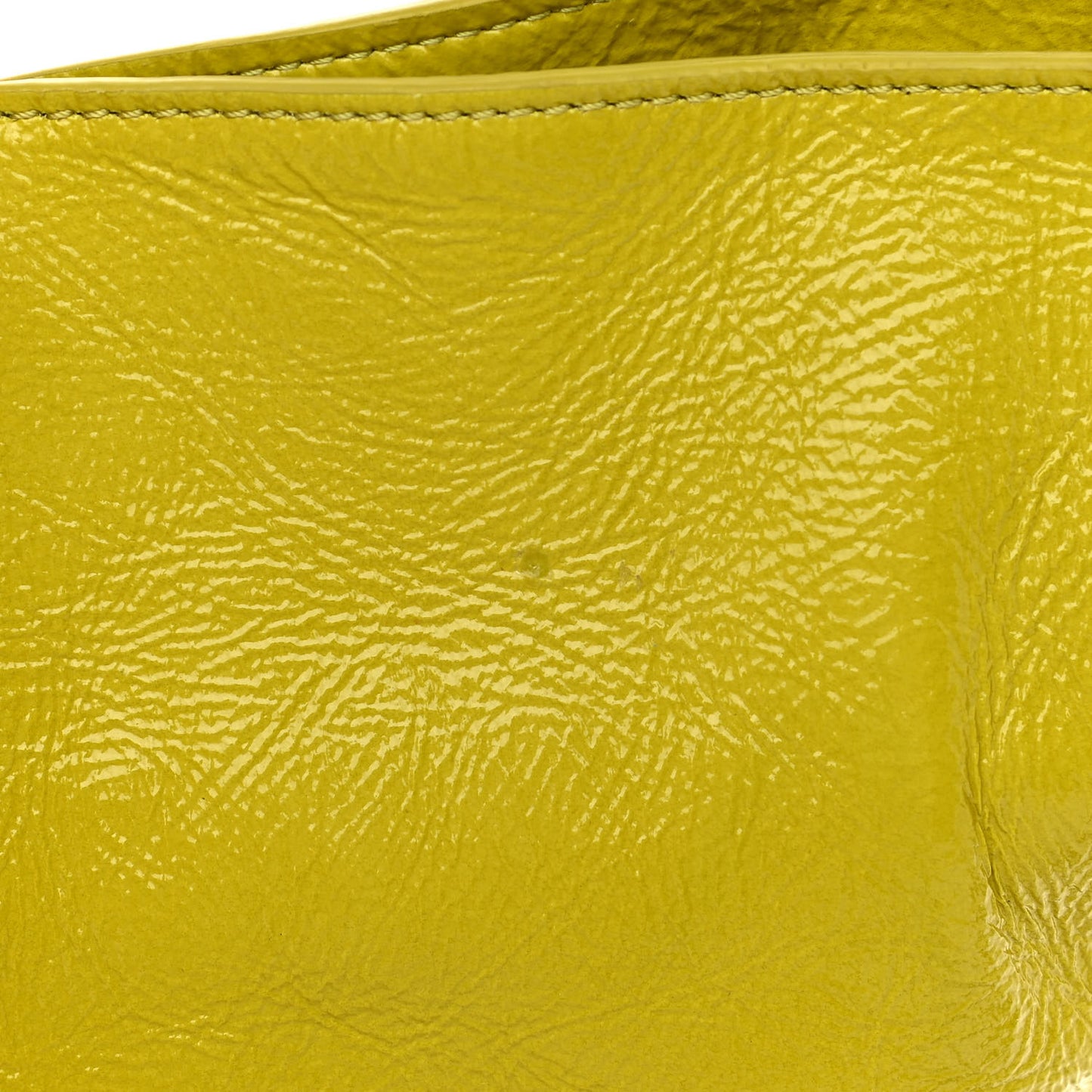 Crackle Patent Calfskin Small Flamenco Knot Bag Yellow