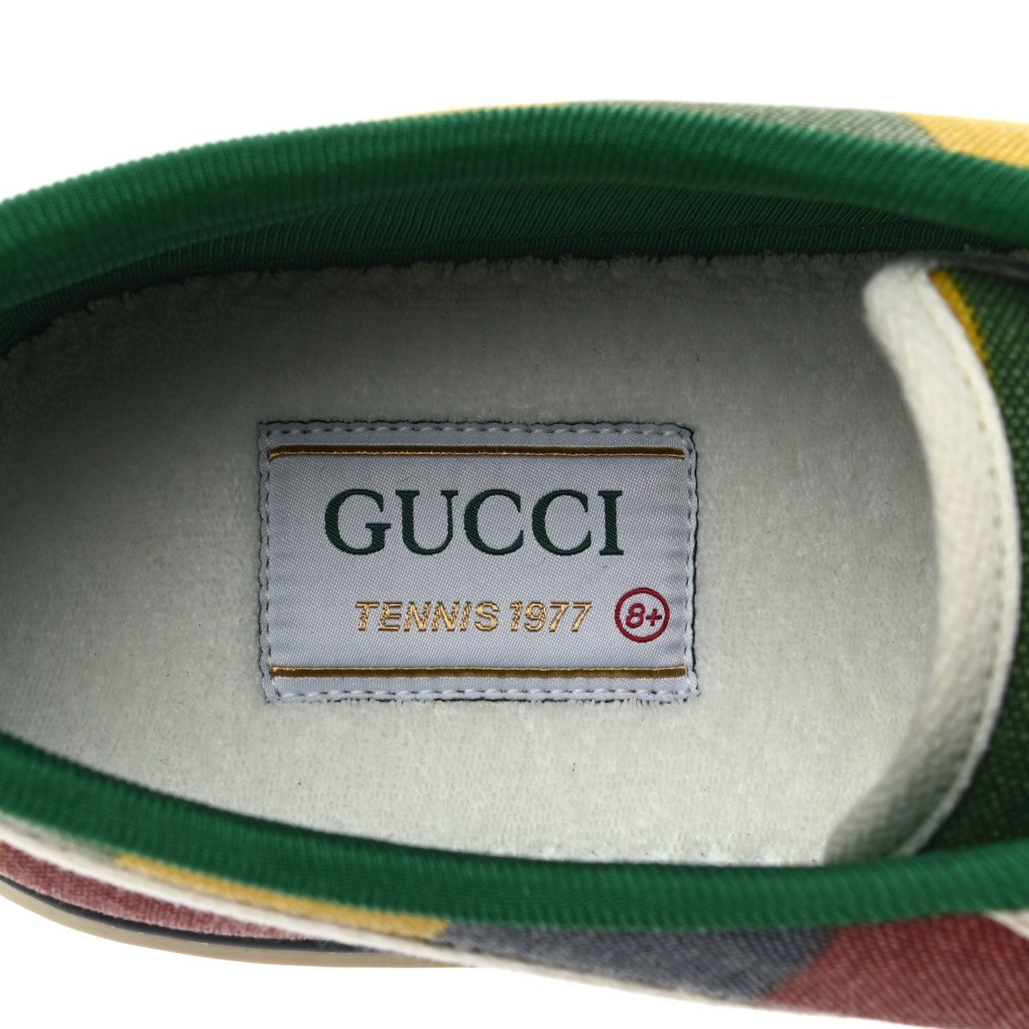 Gucci Canvas Web Marley Stripe Mens 1977 Tennis Sneakers 8.5 Multicolor Mystic White 7 of 8