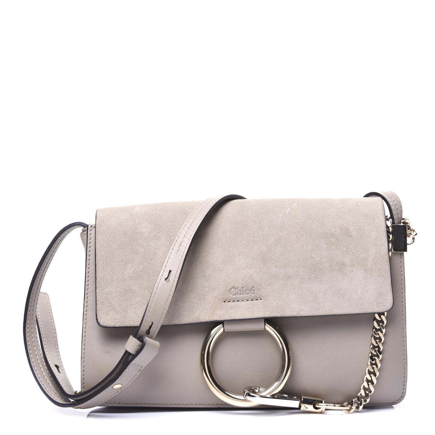 Suede Calfskin Mini Faye Shoulder Bag Motty Grey