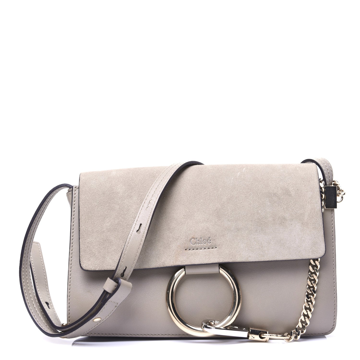 Chloe Suede Calfskin Mini Faye Shoulder Bag Motty Grey 1 of 15