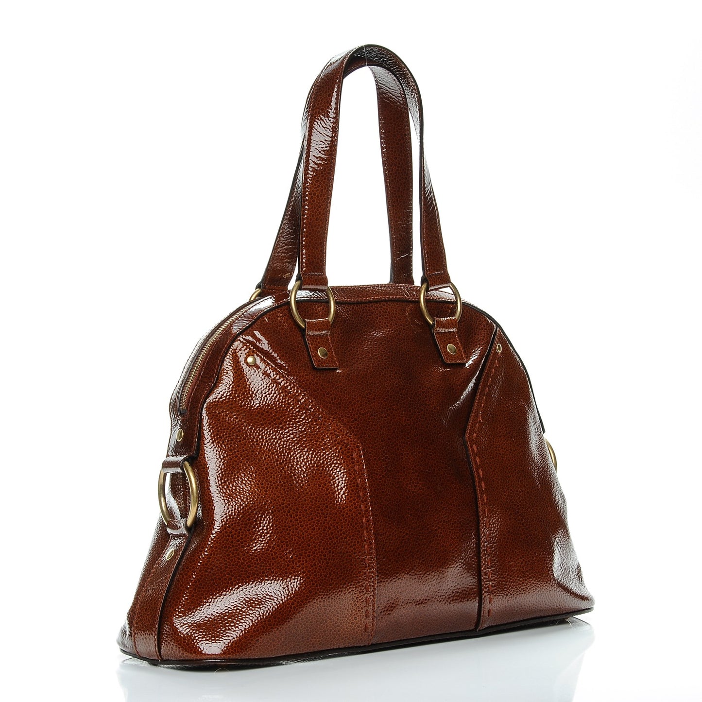 Pebbled Patent Large Muse Brown