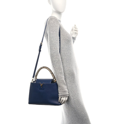 Louis Vuitton Taurillon Snakeskin Capucines MM Blue 2 of 9