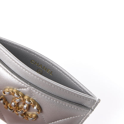 Chanel Metallic Goatskin Quilted 19 Card Holder Silver 8 of 10
