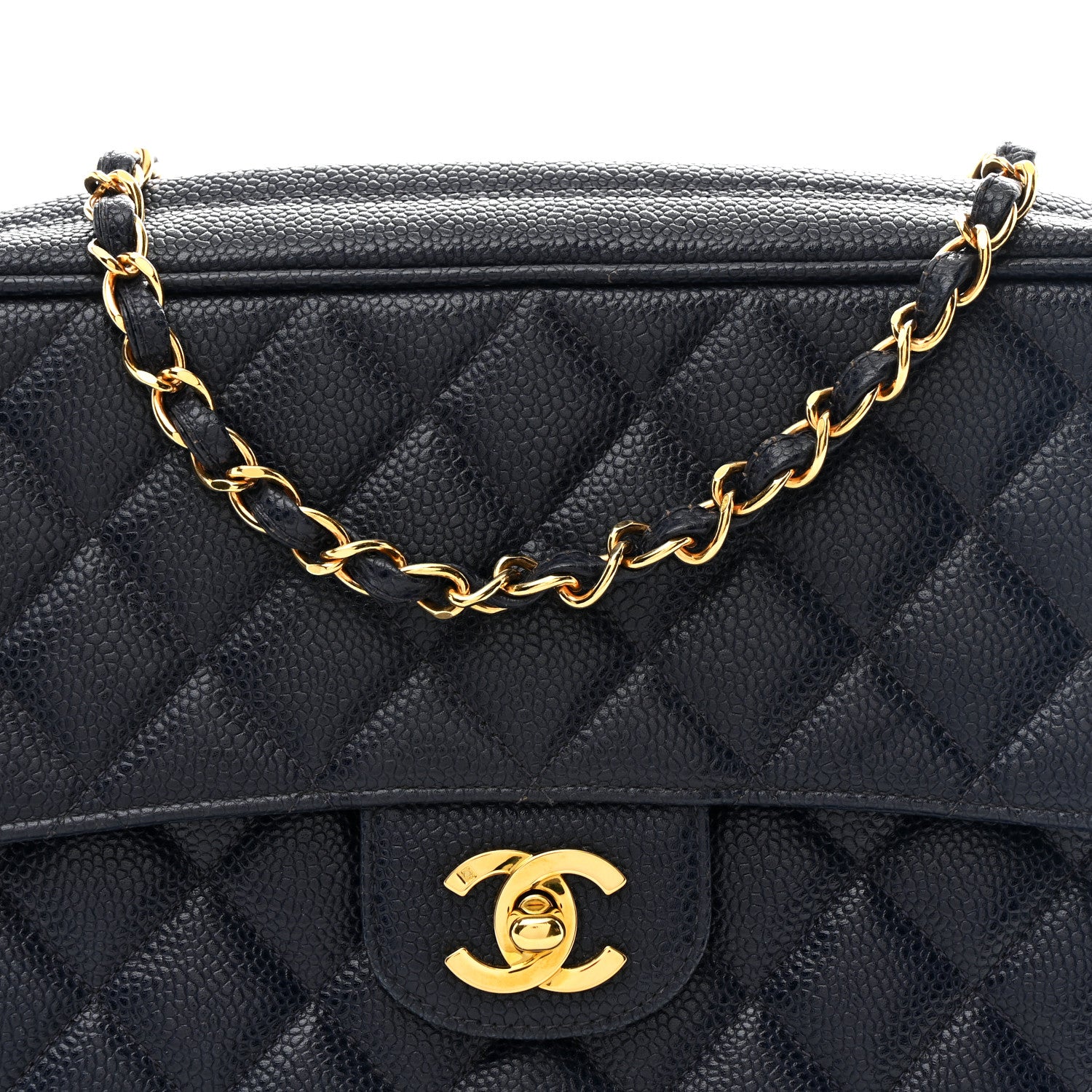 Chanel Caviar Quilted CC Shoulder Bag Navy 9 of 12
