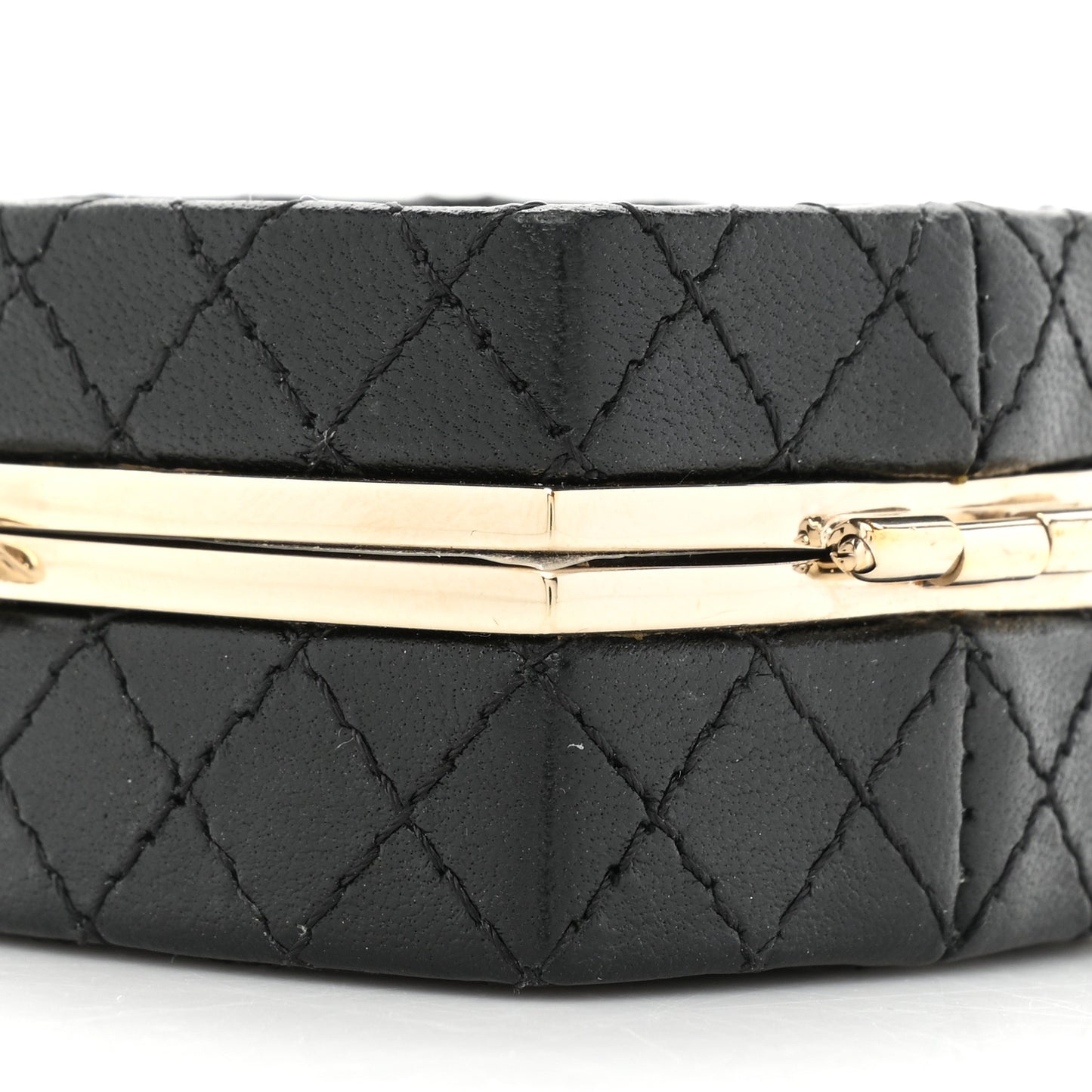 Lambskin Quilted Small Beauty Box Clutch With Chain Black