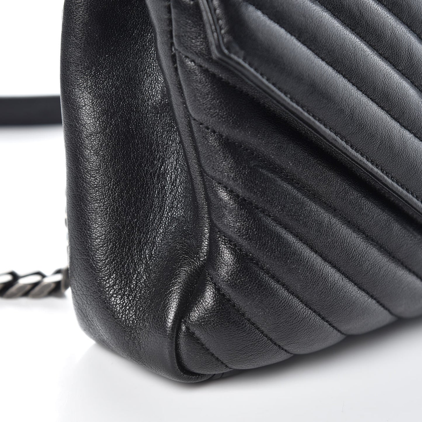 Sheepskin Matelasse Chevron Monogram Medium College Bag Black