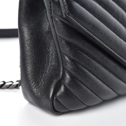 Saint Laurent Sheepskin Matelasse Chevron Monogram Medium College Bag Black 11 of 12