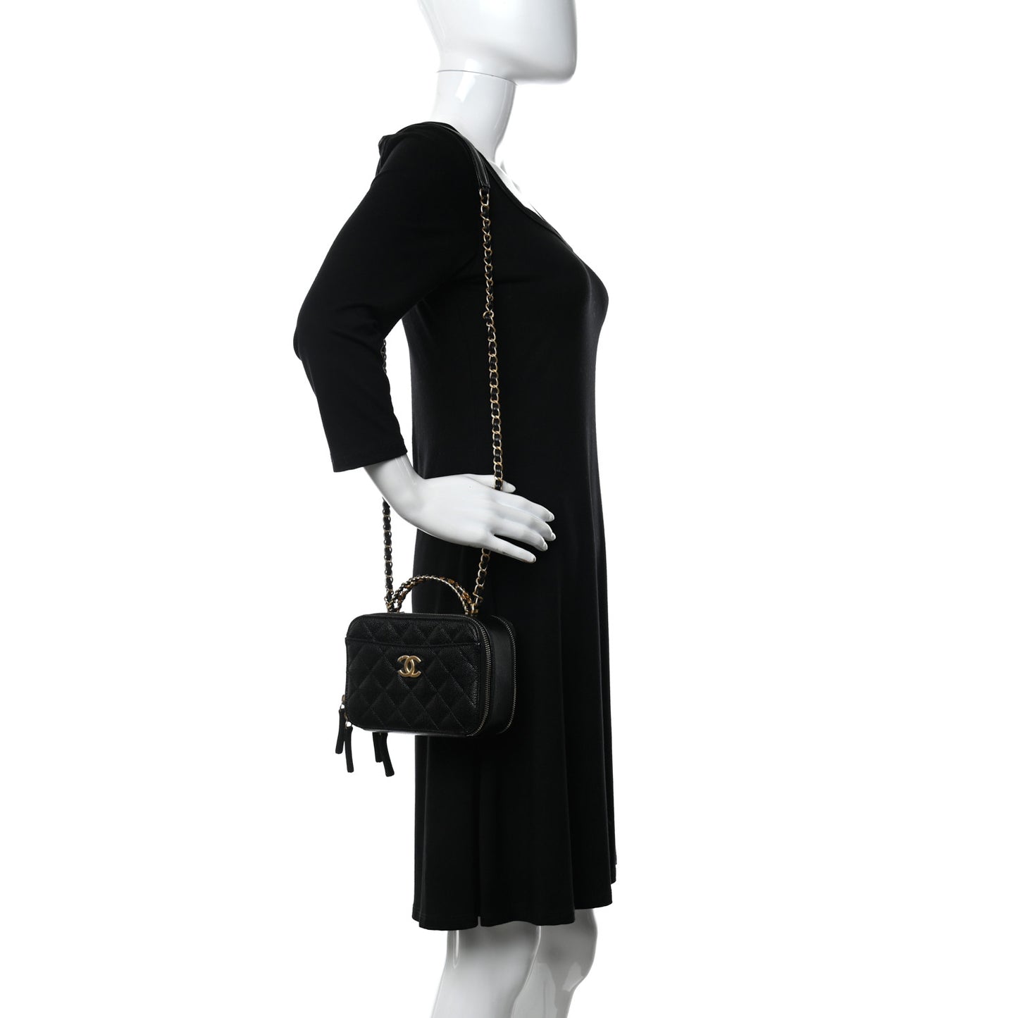 Caviar Quilted Mini Pick Me Up Vanity Case Black