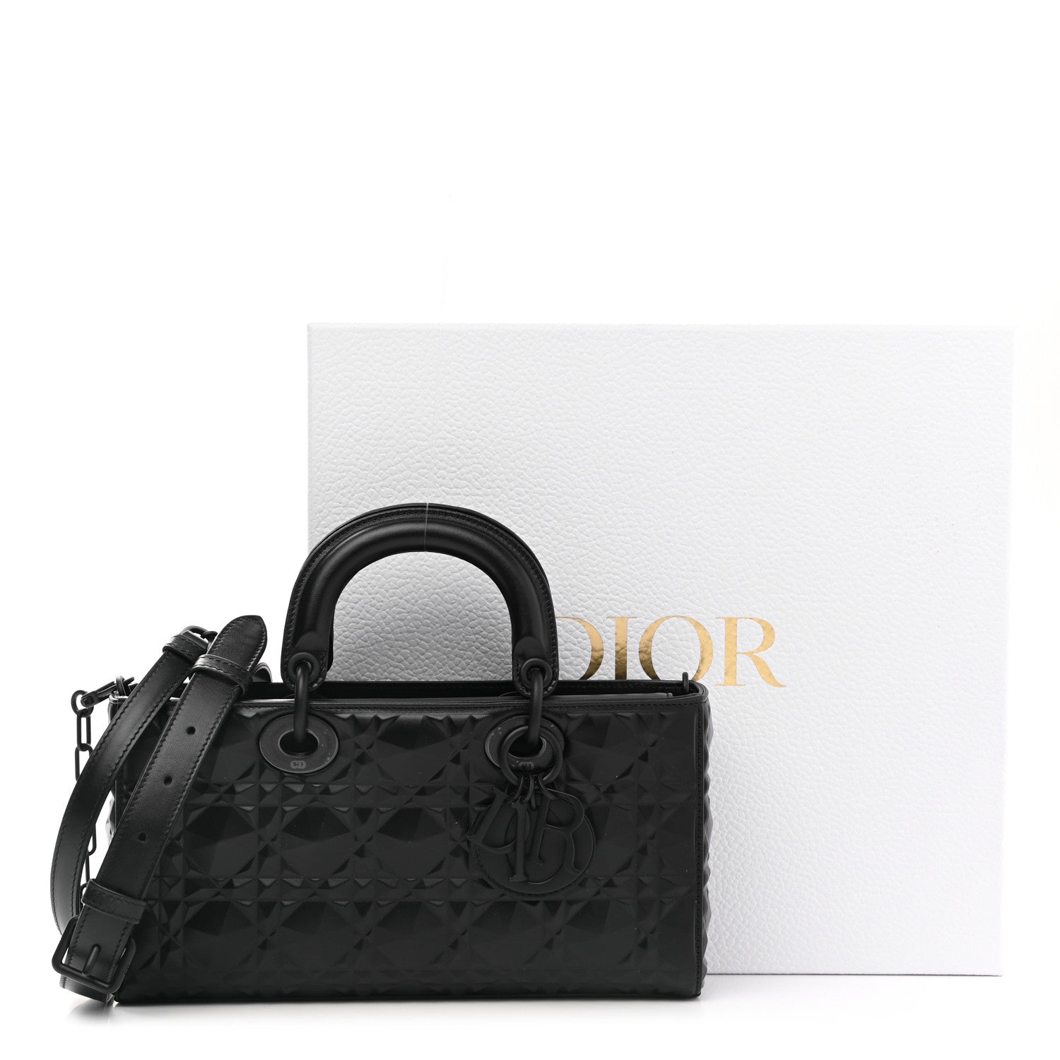 Christian Dior Calfskin Cannage Diamond Medium Lady D-Joy Black 10 of 10