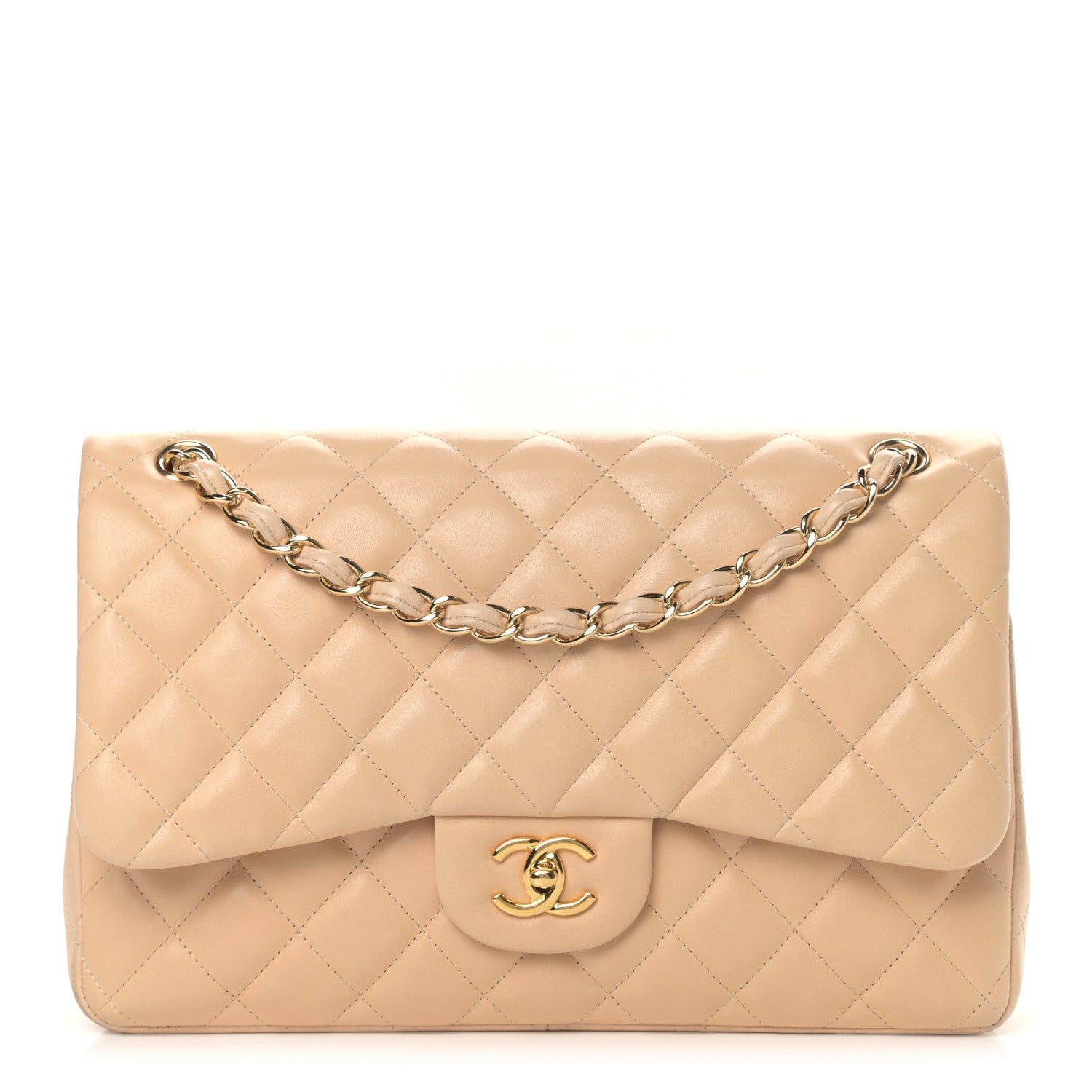 Chanel Lambskin Quilted Jumbo Double Flap Beige Clair 1 of 16