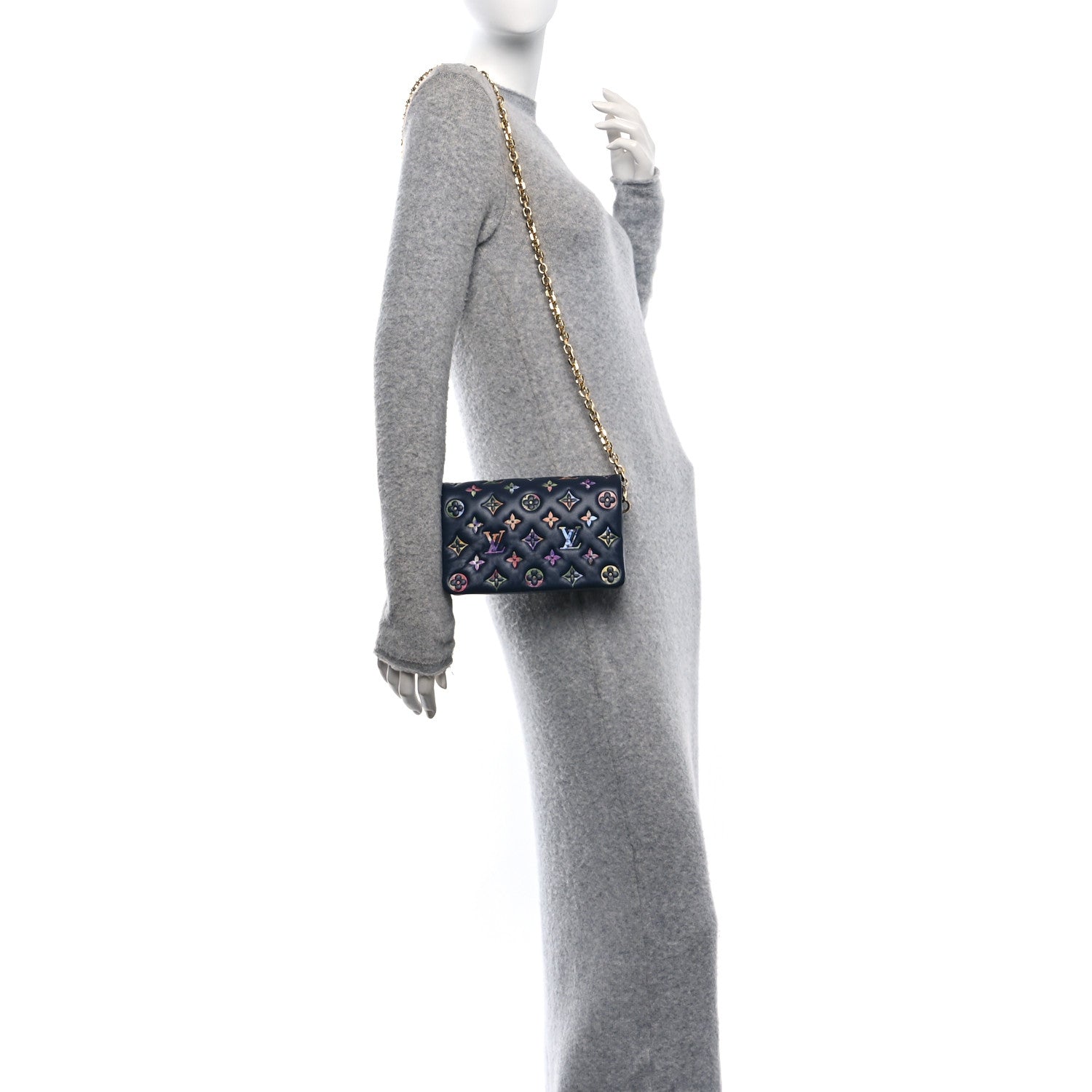 Louis Vuitton Lambskin Embossed Monogram LV Garden Pochette Coussin Navy 2 of 9