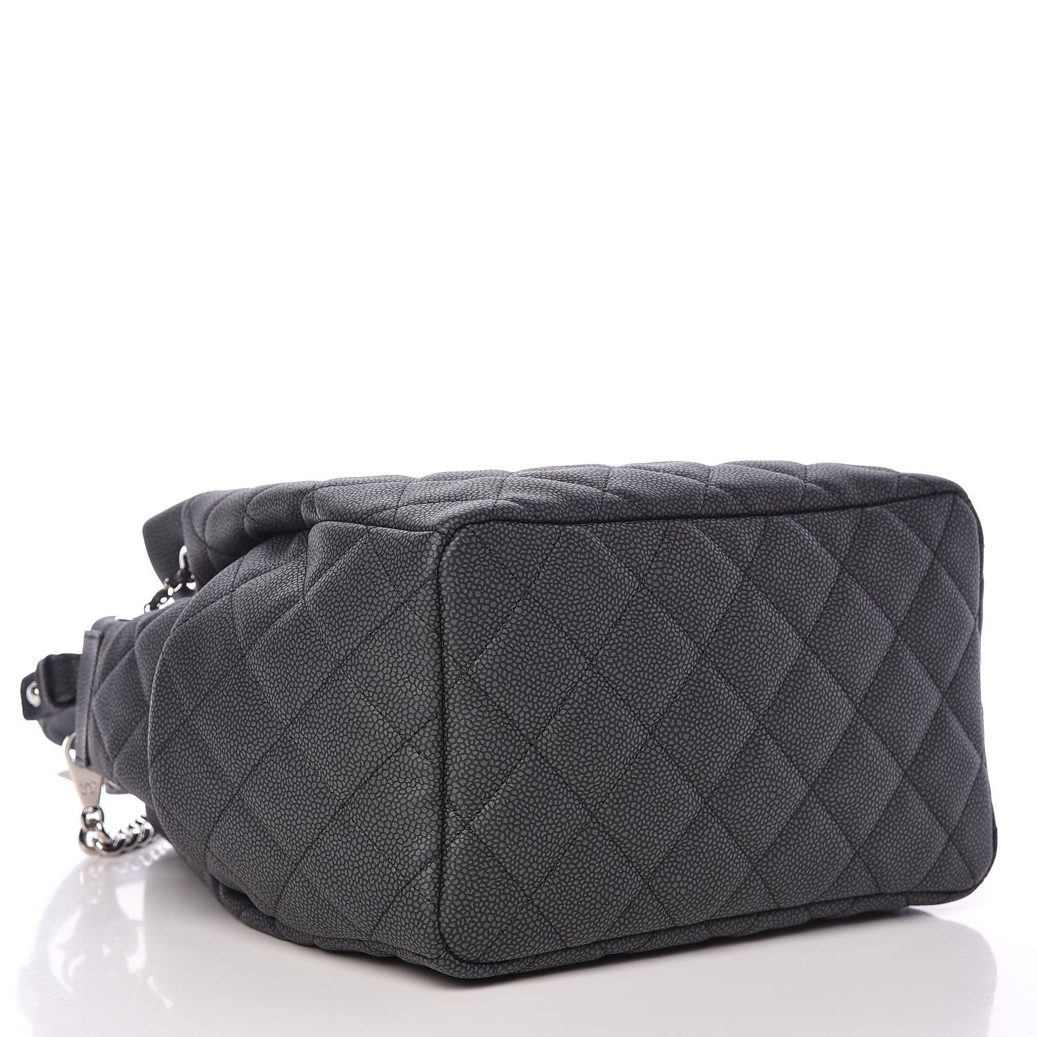 Chanel Grained Calfskin Quilted Medium CC Chain Bucket Drawstring Bag Grey 4 of 10
