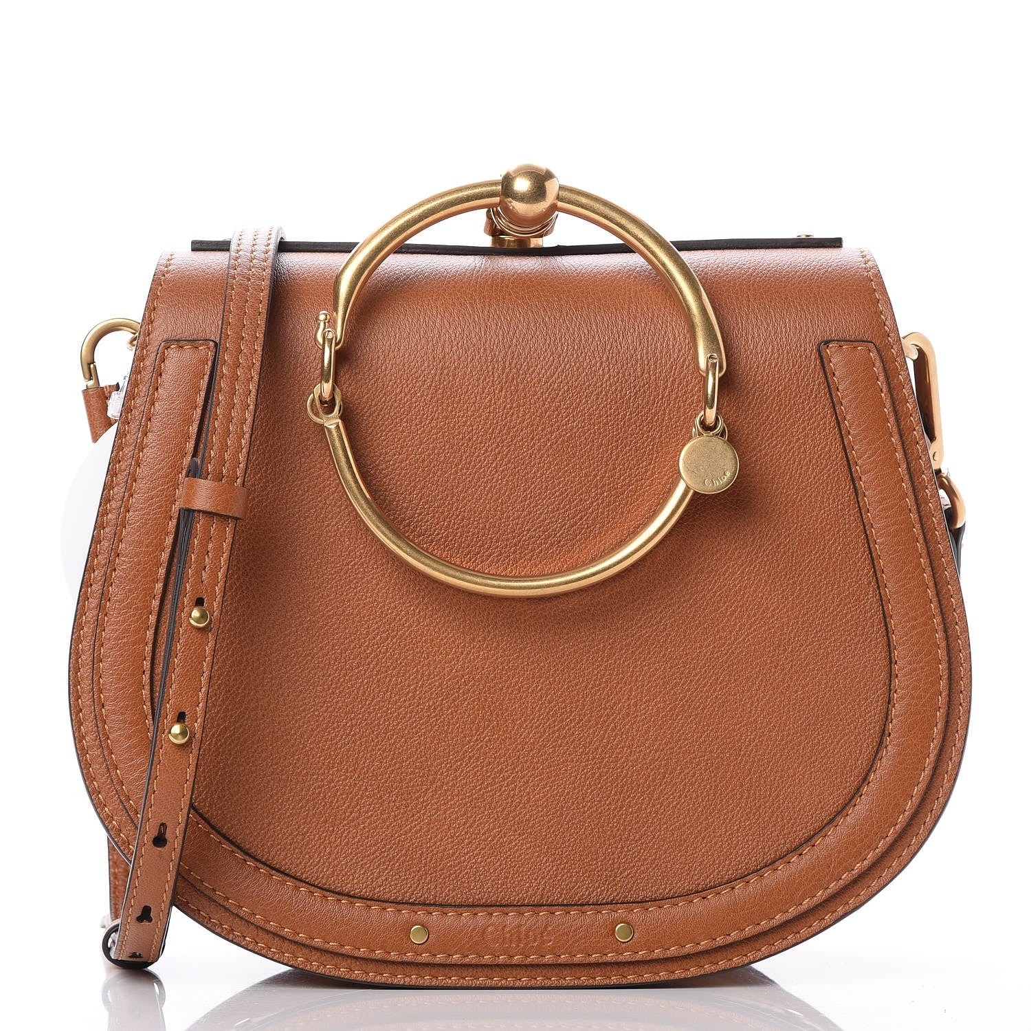 Chloe Calfskin Suede Medium Nile Bracelet Bag Caramel 1 of 7