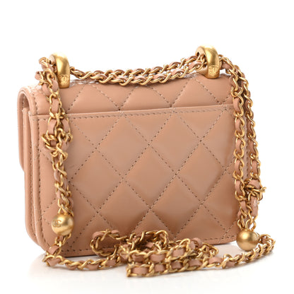 Chanel Calfskin Quilted Perfect Fit Coin Purse With Chain Beige 3 of 4