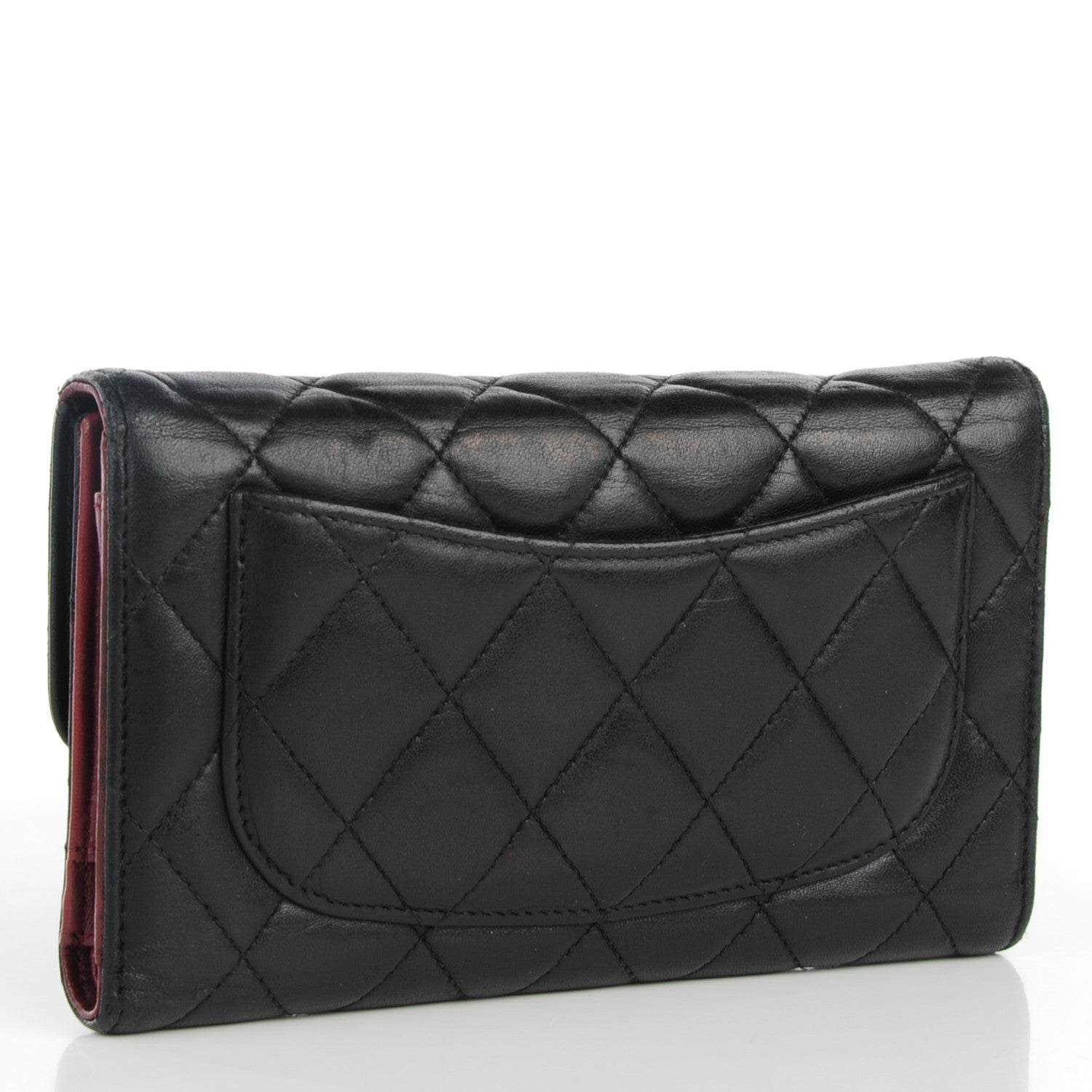 Chanel Lambskin Quilted Large Flap Wallet Black 3 of 8