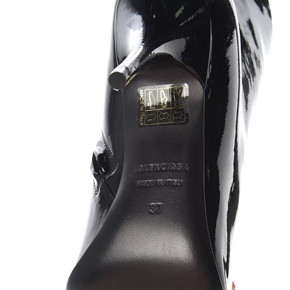 Balenciaga Patent BB Pointy Toe Ankle Booties 37 Black 6 of 9