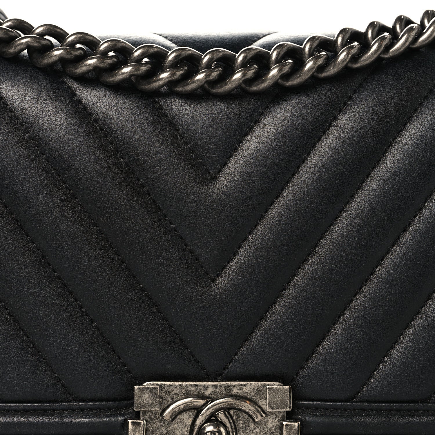 Chanel Lambskin Chevron Quilted Medium Boy Flap Black 8 of 11