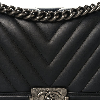 Chanel Lambskin Chevron Quilted Medium Boy Flap Black 8 of 11