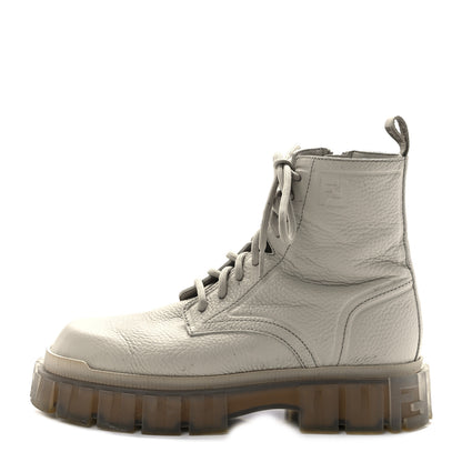 Fendi Vitello Lycra FF Embossed Mens Fendi Force Combat Boots 8 New Latte Nuvola 1 of 10