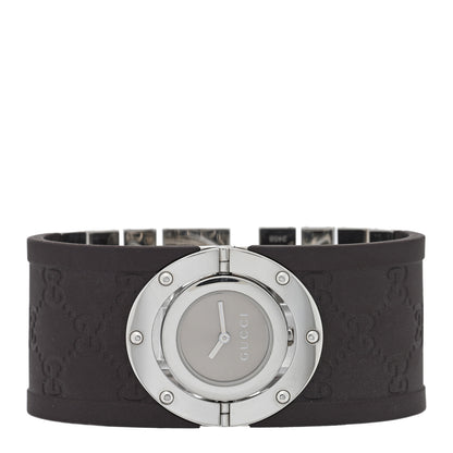 Gucci Stainless Steel Rubber 23mm Twirl Quartz Watch Brown 2 of 4