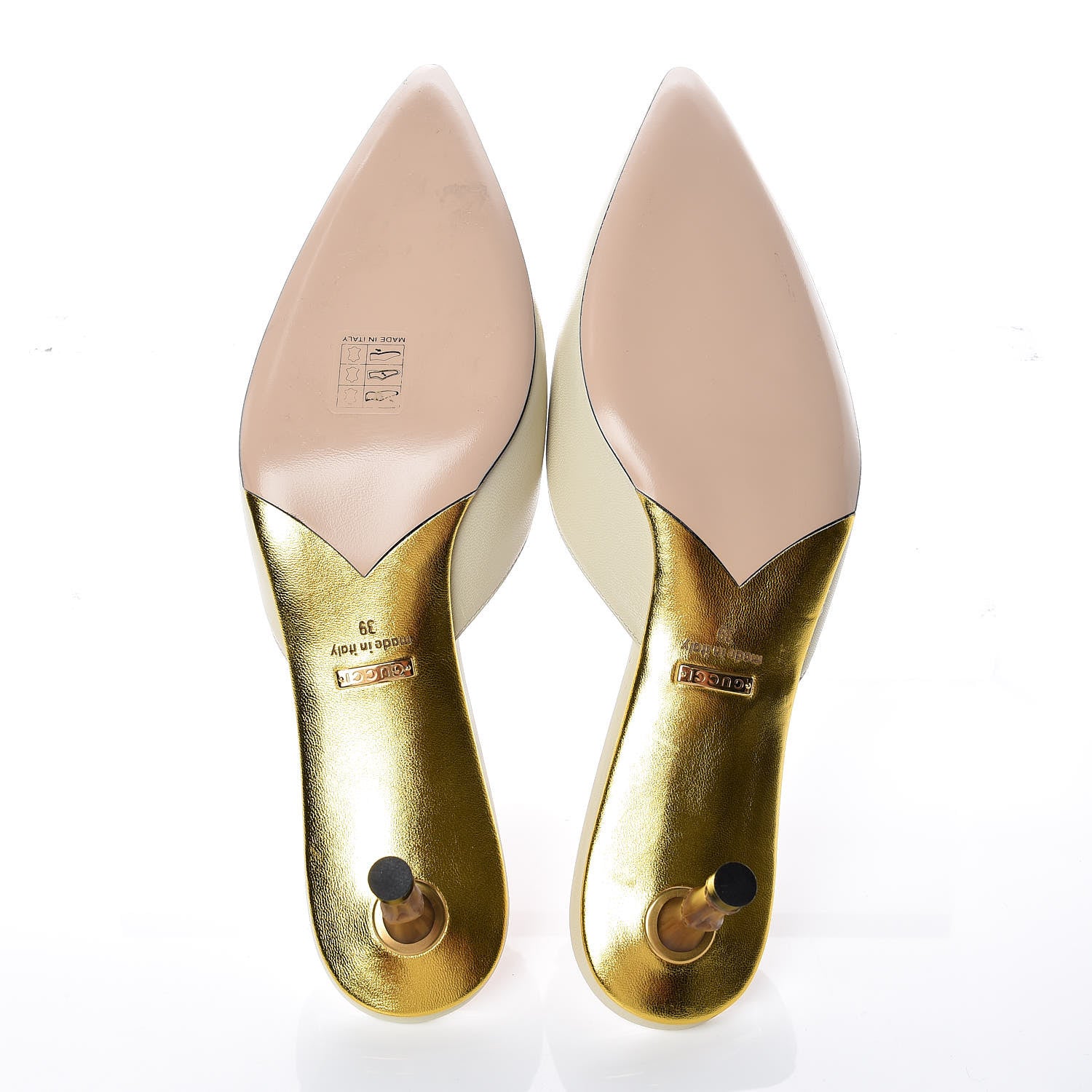 Gucci Malaga Kid Crystal GG Unia Mules 39 Vintage White 5 of 9