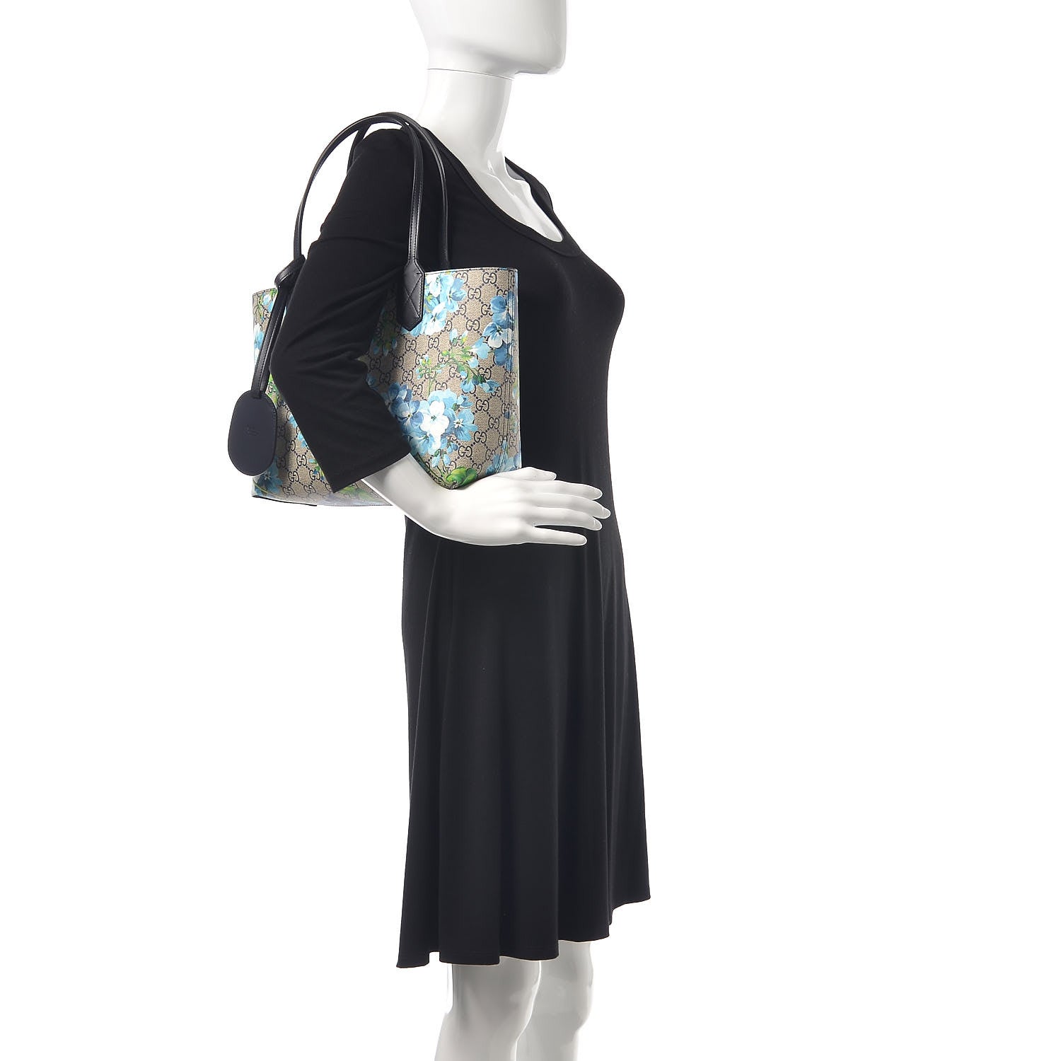 Gucci GG Supreme Monogram Blooms Small Reversible Tote Beige Blue Navy 2 of 9
